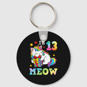 Llavero Tengo 13 años Gato Meow Unicornio Cumpleaños 13