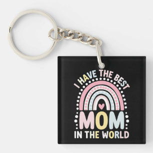 Llavero Tengo la mejor mamá del mundo Boho Arcoíris