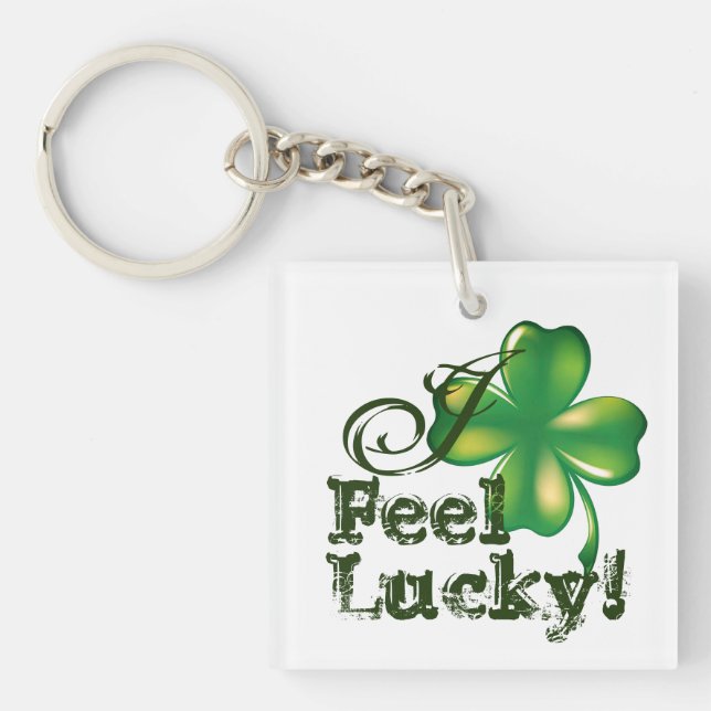 Llavero Tengo suerte, Día de San Patricio, Keychain Cuadra (Frente)