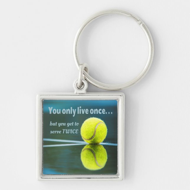 Llavero Tenis en vivo una vez dos veces, Tennis Ball, Cour (Frente)