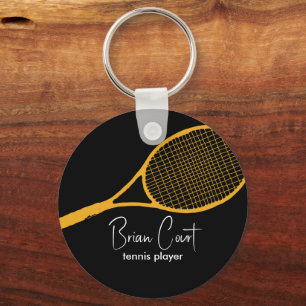 Llavero Tennis Racquet Naranja Black Sport Keychain