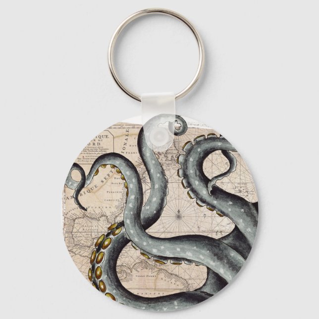 Llavero Tentacles Gray Map Vintage (Anverso)