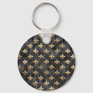 Llavero Terca de terciopelo negro Flor de Lis Mardi Gras O