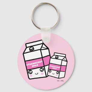 Llavero Ternera de fresa de Kawaii Ternera dulce Dairy Foo