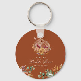 Llavero Terracota Floral de Rust Pampas Grass y Calabaza