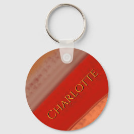 Llavero Terracota Rayas de Melocotón Nombre Personalizado