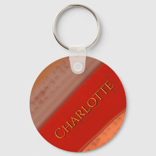 Llavero Terracota Rayas de Melocotón Nombre Personalizado