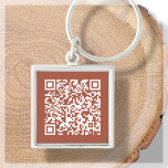Llavero Terracotta | Custom QR Code Keychain<br><div class="desc">Customizable terracotta and white QR Code keychain. For business, corporate or personal use. Add your website URL address, social media handle or Venmo, PayPal or Cash App link. Click on " personalize this template" and add your URL to the area provided, and a brand new unique QR code will be...</div>