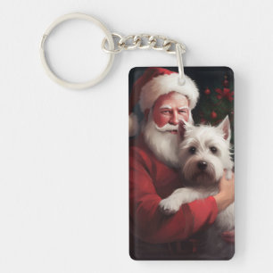 Llavero Terrier Blanco de West Highland Santa Claus Navida