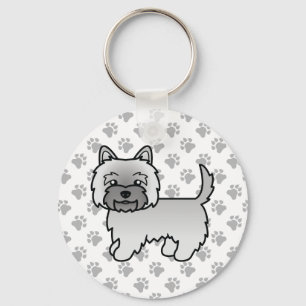 Llavero Terrier Cairn Gris Perro de Dibujos Animados Lindo