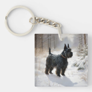 Llavero Terrier Escocés Deja que Nieve Navidad