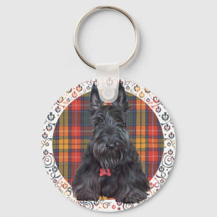 Llavero Terrier escocés sobre tartán