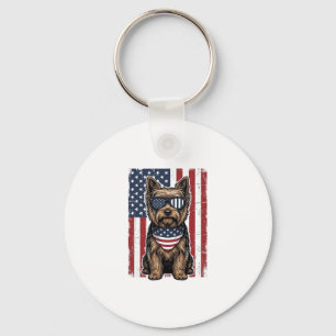 Llavero Terrier Patriótico Diseño de Bandera Vintage Vecto