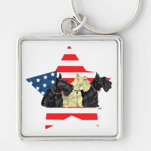 Llavero Terriers Escoceses Patrióticos en Estrella