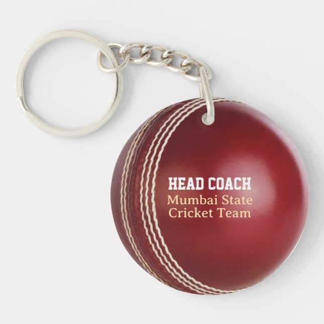 Llavero Test Match Red Cricket Ball con texto Personalizad (Frente)