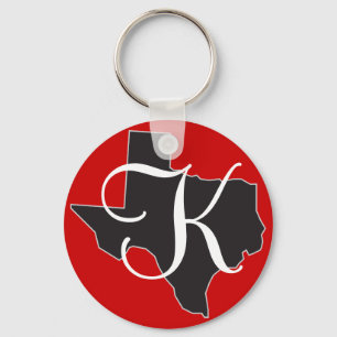 Llavero Texas Custom Monogram Initial on State Outline