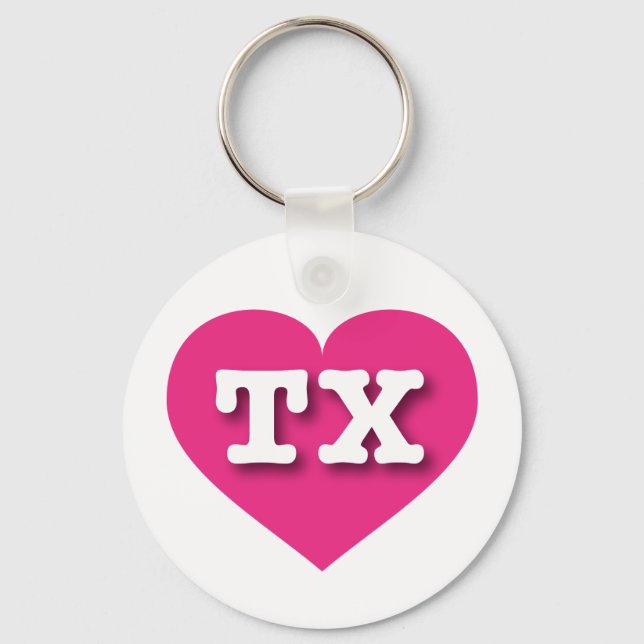 Llavero Texas Hot Pink Heart - Amo TX (Anverso)