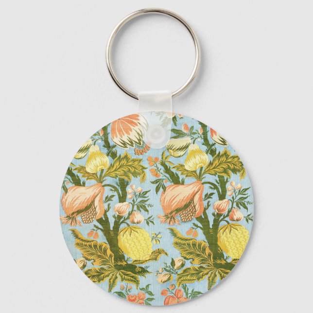 Llavero Textil Clásico Barroco Floral Frutas Damask (Anverso)