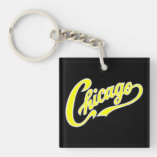 Llavero Texto de Chicago en cadena de claves BLK con guión