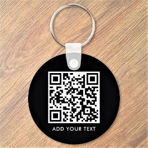 Llavero Texto de código QR personalizado moderno negro bla