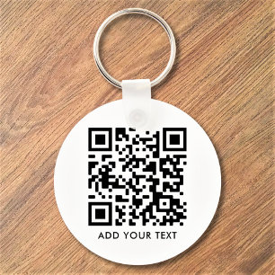 Llavero Texto de código QR personalizado moderno negro bla