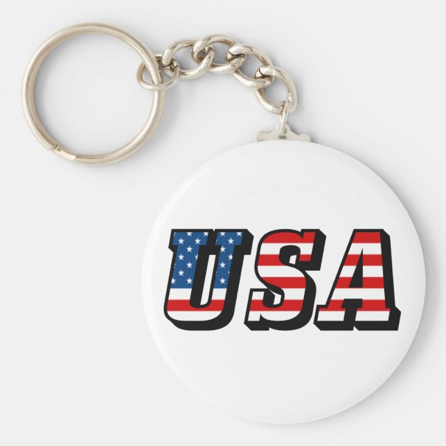 Llavero Texto de la bandera de Estados Unidos (Frente)