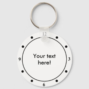 Llavero Texto de la cara de reloj en blanco negro