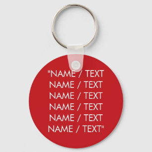 Llavero Texto de monograma del personalizado blanco rojo m