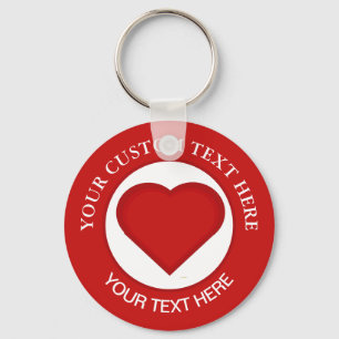 Llavero Texto de Personalizado de corazón rojo