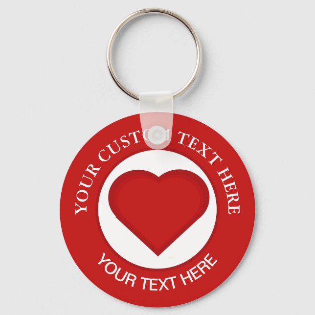 Llavero Texto de Personalizado de corazón rojo (Anverso)
