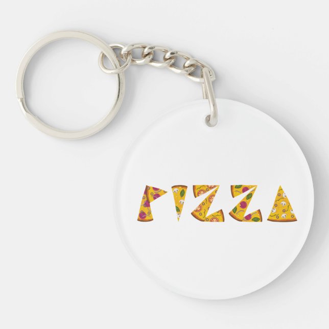 Llavero Texto de pizza hecho de rodajas (Frente)