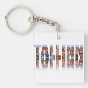 Llavero Texto de Tallin compuesto por la vista de la ciuda