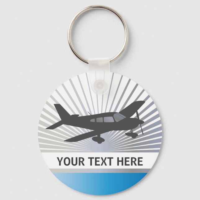 Llavero Texto del personalizar - Avión de ala baja (Anverso)