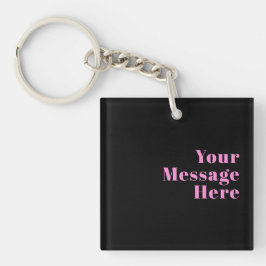 Llavero Texto editable retro-moderno | Negro y rosa