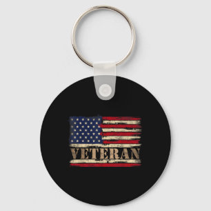 Llavero Texto en negrita de veterano retro Bandera de EE. 