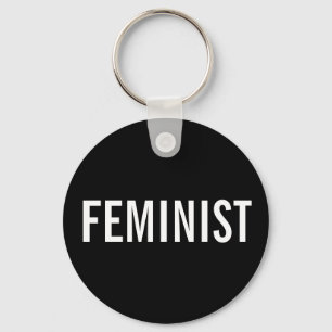 Llavero Texto feminista en blanco negrita sobre la cadena 