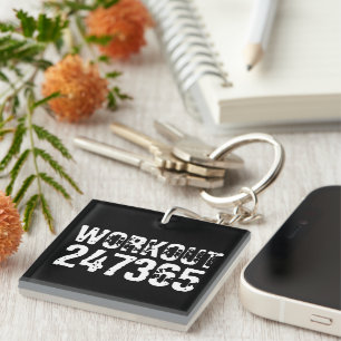 Llavero Texto grabado y desgastado Workout 247365 white