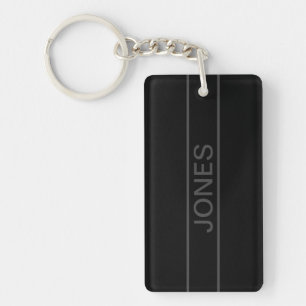 Llavero Texto personalizable   Negro moderno en negrita y 