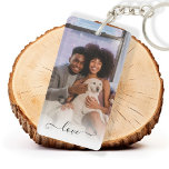 Llavero Texto personalizado de amor a la foto<br><div class="desc">Haz una cadena de claves personalizada de mantenimiento de fotos de Ricaso - agrega tus propias fotografías - los regalos de mantenimiento de fotos son un regalo perfecto para ti o para un ser querido. la palabra AMOR está en la parte delantera y trasera y puedes agregar dos fotos</div>