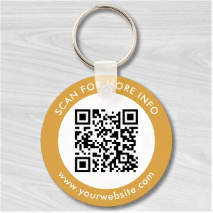 Llavero Texto personalizado de código QR moderno dorado bl