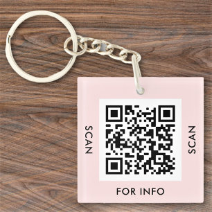 Llavero Texto personalizado de código QR moderno rosa suav