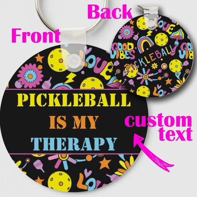 Llavero texto personalizado, Groovy, años 90 retro, negro (Subido por el creador)