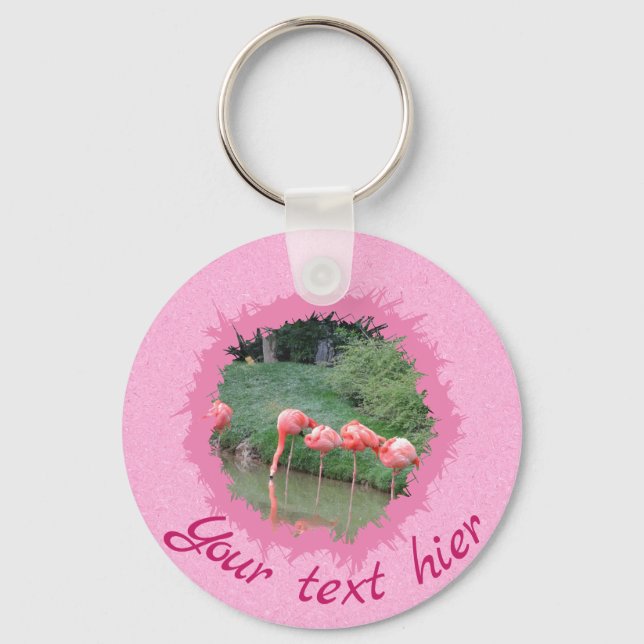 Llavero Texto personalizado moderno y 2 fotos en patrones  (Anverso)