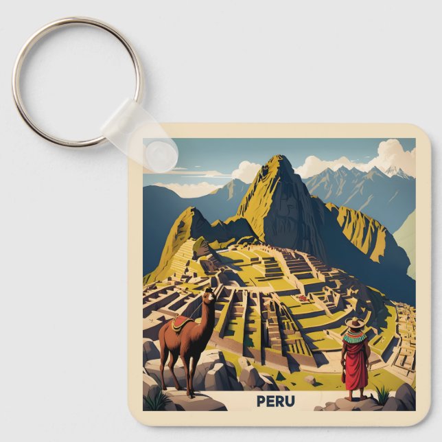 Llavero Texto personalizado Perú Machu Picchu (Anverso)