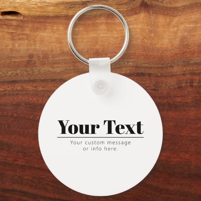 Llavero Texto retro-moderno de estilo | Blanco y negro (Anverso)