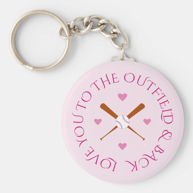 Llavero Texto romántico personalizado de béisbol rosa