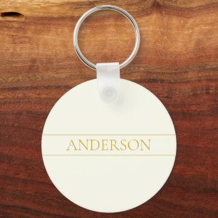 Llavero Texto simple elegante personalizable dorado sobr