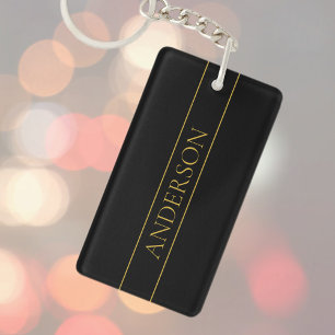 Llavero Texto y líneas doradas elegantes y personalizables