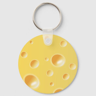 Llavero Textura de queso suizo amarillo