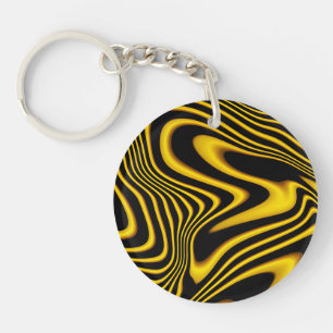 Llavero Textura de remolinos de oro amarillo negro